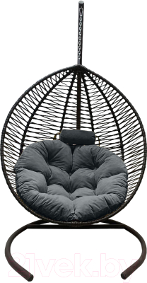 Кресло подвесное Craftmebelby Кокон Капля Зигзаг (черный/серый)