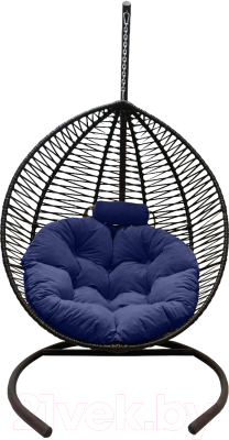 Кресло подвесное Craftmebelby Кокон Капля Зигзаг (черный/синий)