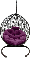 Кресло подвесное Craftmebelby Кокон Капля Зигзаг (черный/фиолетовый) - 