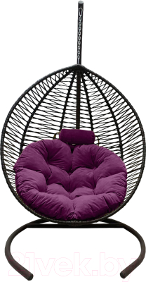 Кресло подвесное Craftmebelby Кокон Капля Зигзаг (черный/фиолетовый)