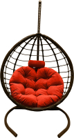 Кресло подвесное Craftmebelby Кокон Капля Сфера (коричневый/коралловый) - 