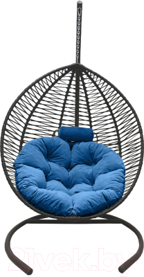 Кресло подвесное Craftmebelby Кокон Капля Зигзаг (графит/голубой)