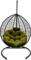 Кресло подвесное Craftmebelby Кокон Капля Зигзаг (графит/зеленый) - 
