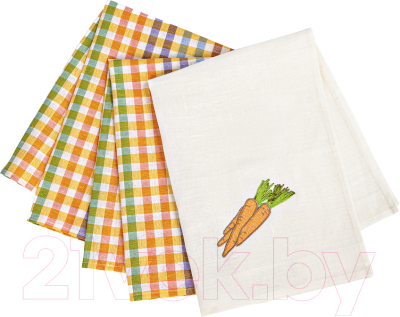 Набор полотенец Лен наш Фазенда морковь 215900 (50x70, белый/оранжевый)