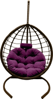 Кресло подвесное Craftmebelby Кокон Капля Сфера (коричневый/фиолетовый) - 