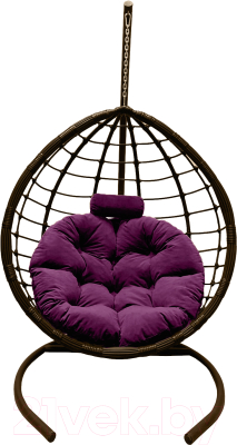 Кресло подвесное Craftmebelby Кокон Капля Сфера (коричневый/фиолетовый)