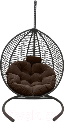 Кресло подвесное Craftmebelby Кокон Капля Зигзаг (графит/коричневый)