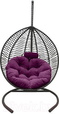 Кресло подвесное Craftmebelby Кокон Капля Зигзаг (графит/фиолетовый)