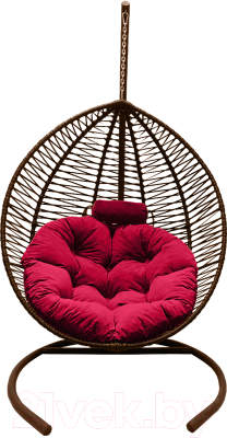 Кресло подвесное Craftmebelby Кокон Капля Зигзаг (коричневый/алый)