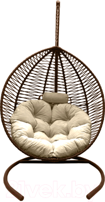 Кресло подвесное Craftmebelby Кокон Капля Зигзаг (коричневый/бежевый)