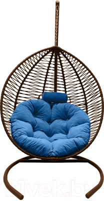 Кресло подвесное Craftmebelby Кокон Капля Зигзаг (коричневый/голубой)