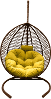 Кресло подвесное Craftmebelby Кокон Капля Зигзаг (коричневый/желтый) - 