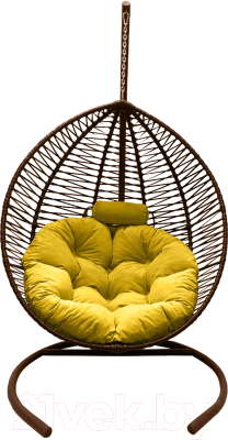 Кресло подвесное Craftmebelby Кокон Капля Зигзаг (коричневый/желтый)
