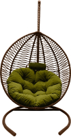 Кресло подвесное Craftmebelby Кокон Капля Зигзаг (коричневый/зеленый) - 