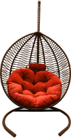 Кресло подвесное Craftmebelby Кокон Капля Зигзаг (коричневый/коралловый) - 
