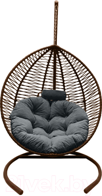 Кресло подвесное Craftmebelby Кокон Капля Зигзаг (коричневый/серый)