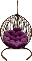 Кресло подвесное Craftmebelby Кокон Капля Зигзаг (коричневый/фиолетовый) - 