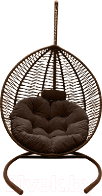 Кресло подвесное Craftmebelby Кокон Капля Зигзаг (коричневый/коричневый)