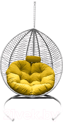 Кресло подвесное Craftmebelby Кокон Капля Зигзаг (белый/желтый)