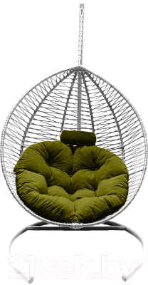 Кресло подвесное Craftmebelby Кокон Капля Зигзаг (белый/зеленый)