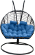 Кресло подвесное Craftmebelby Кокон Двойной Премиум Кольца (черный/голубой) - 
