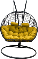 Кресло подвесное Craftmebelby Кокон Двойной Премиум Кольца (черный/желтый) - 