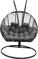 Кресло подвесное Craftmebelby Кокон Двойной Премиум Кольца (черный/серый) - 