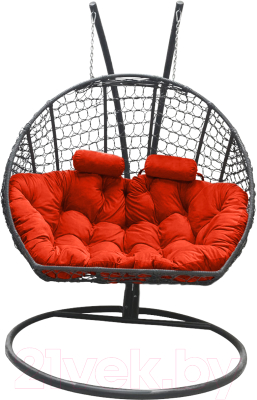 Кресло подвесное Craftmebelby Кокон Двойной Премиум Кольца (графит/коралловый)