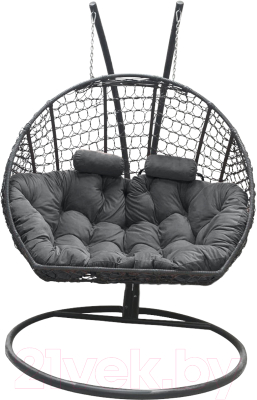 Кресло подвесное Craftmebelby Кокон Двойной Премиум Кольца (графит/серый)