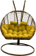 Кресло подвесное Craftmebelby Кокон Двойной Премиум Кольца (коричневый/желтый) - 