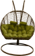 Кресло подвесное Craftmebelby Кокон Двойной Премиум Кольца (коричневый/зеленый) - 