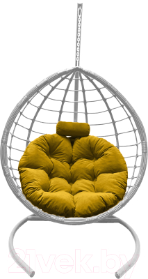 Кресло подвесное Craftmebelby Кокон Капля Сфера (белый/желтый)