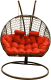 Кресло подвесное Craftmebelby Кокон Двойной Премиум Кольца (коричневый/коралловый) - 