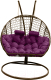 Кресло подвесное Craftmebelby Кокон Двойной Премиум Кольца (коричневый/фиолетовый) - 