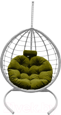 Кресло подвесное Craftmebelby Кокон Капля Сфера (белый/зеленый)
