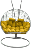 Кресло подвесное Craftmebelby Кокон Двойной Премиум Кольца (белый/желтый) - 