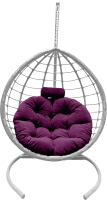 Кресло подвесное Craftmebelby Кокон Капля Сфера (белый/фиолетовый) - 