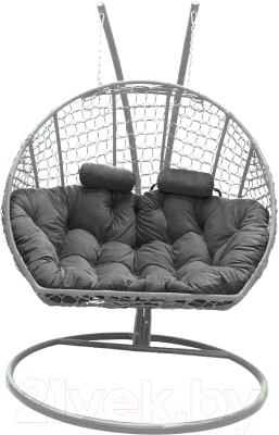 Кресло подвесное Craftmebelby Кокон Двойной Премиум Кольца (белый/серый)