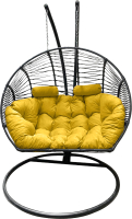 Кресло подвесное Craftmebelby Кокон Двойной Премиум Зигзаг (черный/желтый) - 