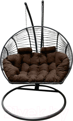 Кресло подвесное Craftmebelby Кокон Двойной Премиум Зигзаг (черный/коричневый)