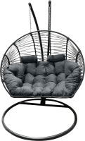 Кресло подвесное Craftmebelby Кокон Двойной Премиум Зигзаг (черный/серый) - 