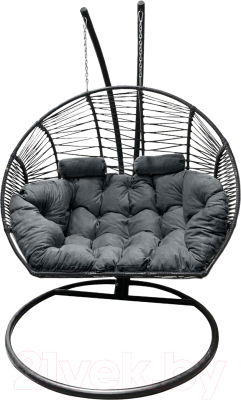 Кресло подвесное Craftmebelby Кокон Двойной Премиум Зигзаг (черный/серый)