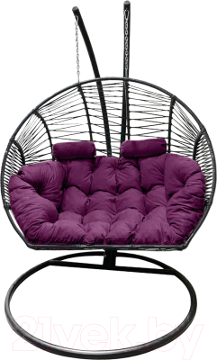 Кресло подвесное Craftmebelby Кокон Двойной Премиум Зигзаг (черный/фиолетовый)