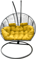 Кресло подвесное Craftmebelby Кокон Двойной Премиум Зигзаг (графит/желтый) - 