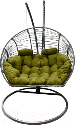 Кресло подвесное Craftmebelby Кокон Двойной Премиум Зигзаг (графит/зеленый)