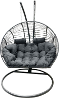 Кресло подвесное Craftmebelby Кокон Двойной Премиум Зигзаг (графит/серый) - 