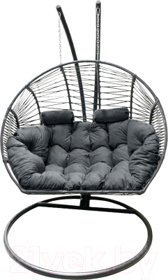 Кресло подвесное Craftmebelby Кокон Двойной Премиум Зигзаг (графит/серый)