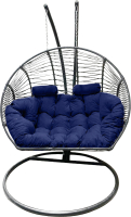 Кресло подвесное Craftmebelby Кокон Двойной Премиум Зигзаг (графит/синий) - 