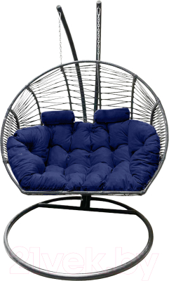 Кресло подвесное Craftmebelby Кокон Двойной Премиум Зигзаг (графит/синий)