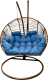 Кресло подвесное Craftmebelby Кокон Двойной Премиум Зигзаг (коричневый/голубой) - 
